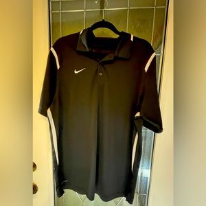 NIKE Dri-fit Black Short Sleeve Golf Shirt Size L